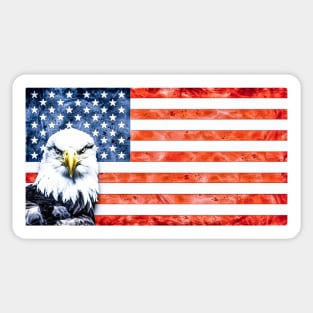 Rustic Distressed Eagle on American Flag Sticker